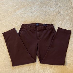 Gap high rise slim pants, burgundy